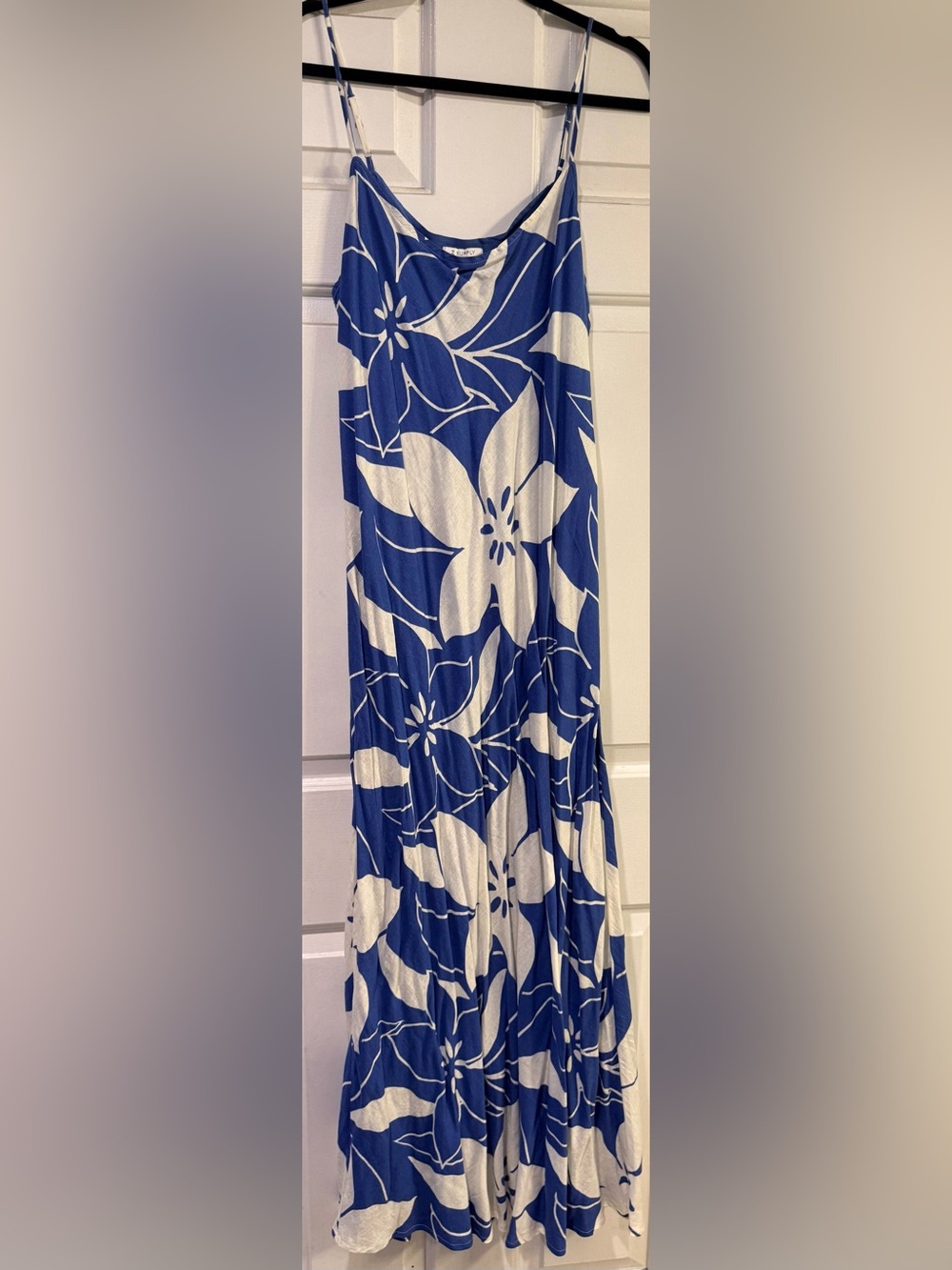 Z Supply Blue White Floral Linen Blend Maxi Dress L